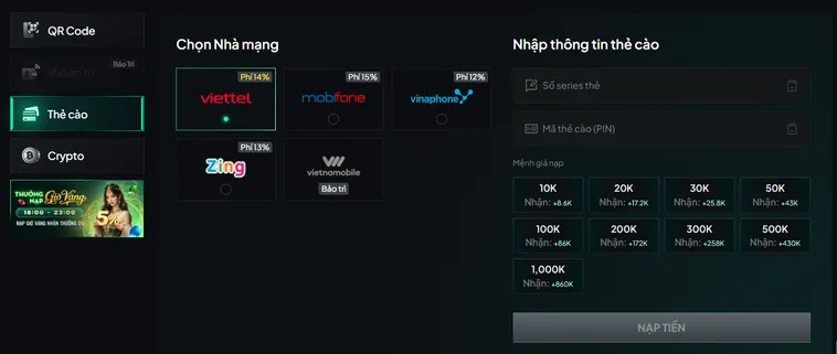 Hướng dẫn nạp tiền Gem88 bằng thẻ cào an toàn nhanh chóng tiện lợi.