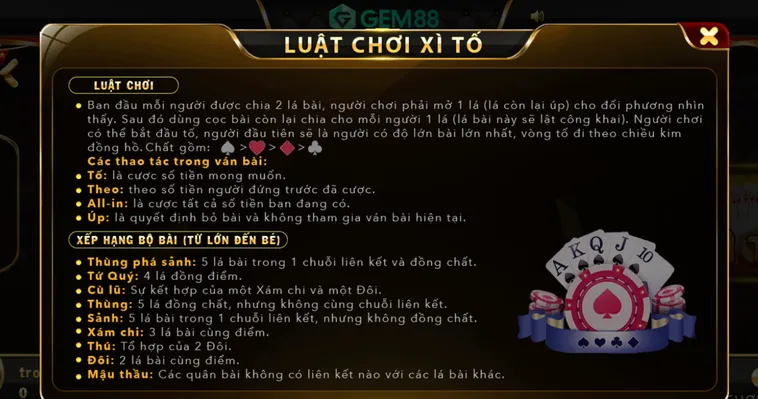 Tuyệt Chiêu Đại Phá Sảnh Cách Chơi Xì Tố Tại Gem88 Ăn Tiền Khổng Lồ